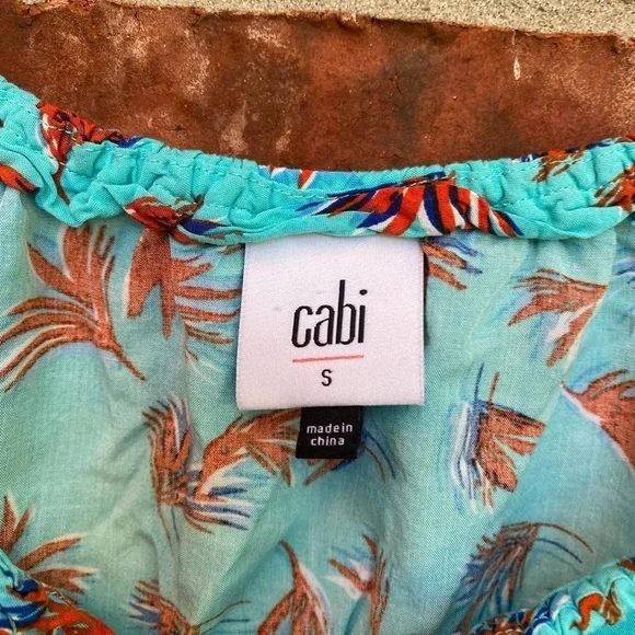 Cabi #5230 Womens Small Blue Palm Tree Tassle Sleeveless Top - Picture 4 of 8